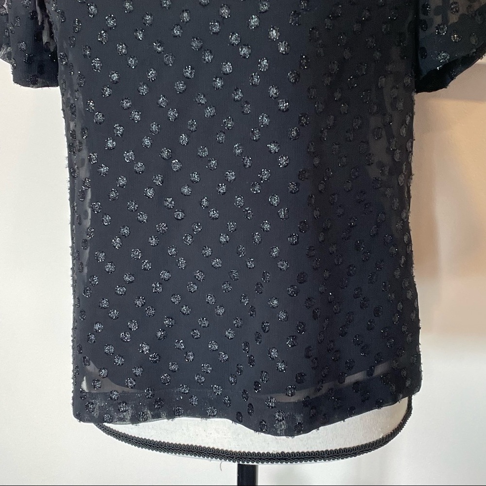 Madewell Women Top in Metallic Dot Size XS Black Short Sleeve - Picture 4 of 8